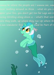 Size: 1700x2337 | Tagged: safe, artist:dragonwolfcat, lyra heartstrings, mermaid, merpony, pony, unicorn, g4, crossover, disney, female, fish tail, horn, human lovers, lyriel, mare, ocean, open mouth, part of your world, seapony lyra, seaweed, swimming, tail, the little mermaid, underwater, water