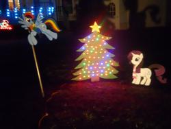 Size: 960x720 | Tagged: safe, artist:cardcaptorkatara, rainbow dash, rarity, g4, christmas, christmas tree, papercraft, photo, tree