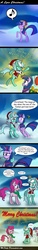 Size: 993x6449 | Tagged: safe, artist:mrfulp, lyra heartstrings, pinkie pie, twilight sparkle, g4, christmas, clothes, comic, hat, santa costume, santa hat, scarf