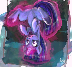 Size: 1097x1025 | Tagged: safe, artist:buttercupsaiyan, edit, twilight sparkle, g4, my little pony: friendship is magic, the crystal empire, female, levitation, magic, scene interpretation, self-levitation, solo, telekinesis, underhoof, upside down