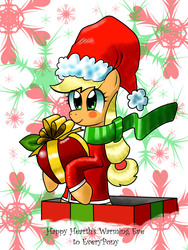 Size: 1536x2048 | Tagged: safe, artist:davidvega123, applejack, g4, clothes, hat, santa costume, santa hat, scarf