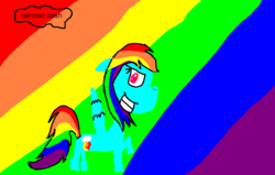 Size: 955x608 | Tagged: safe, artist:ppgzimstyle, rainbow dash, g4, full body, rainbow background, side view, solo