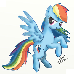 Size: 900x897 | Tagged: safe, artist:odd-diwan, rainbow dash, pegasus, pony, g4, female, mare, open mouth, signature, simple background, smiling, solo, spread wings, white background, wings