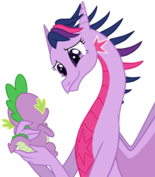 Size: 480x548 | Tagged: safe, artist:queencold, spike, twilight sparkle, dragon, g4, brother and sister, butt touch, cute, dragoness, dragonified, female, hand on butt, male, mama twilight, siblings, simple background, species swap, spikelove, transparent background, twilidragon, vector