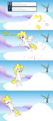 Size: 800x1795 | Tagged: safe, artist:willdrawforfood1, surprise, pegasus, pony, ask surprise, g1, g4, ask, bipedal, christmas, female, g1 to g4, generation leap, holiday, snow, snow angel, solo, tumblr, tumblr blog, winter