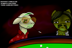 Size: 991x667 | Tagged: safe, artist:ragingsemi, 30 minute art challenge, dr gonzo, fear and loathing in las vegas, gambling, ponified, raoul duke