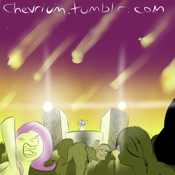 Size: 1250x1250 | Tagged: safe, artist:chevrium, dj pon-3, fluttershy, vinyl scratch, g4, 30 minute art challenge