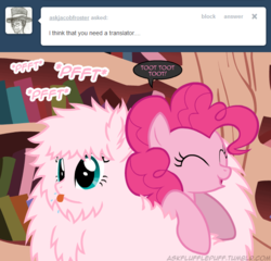 Size: 650x625 | Tagged: safe, artist:mixermike622, pinkie pie, oc, oc:fluffle puff, tumblr:ask fluffle puff, g4