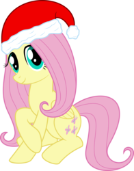 Size: 10726x13700 | Tagged: safe, artist:psyxofthoros, fluttershy, pony, g4, absurd resolution, christmas, female, hat, hearth's warming eve, santa hat, simple background, solo, transparent background, vector