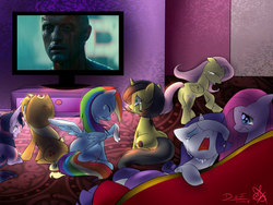 Size: 1032x774 | Tagged: safe, applejack, fluttershy, pinkie pie, rainbow dash, rarity, twilight sparkle, oc, oc:pauly sentry, earth pony, pegasus, pony, unicorn, g4, blade runner, crying, death, exploitable meme, eyes closed, female, mane six, mare, meme, roy batty, rutger hauer, sad movie meme, tears in rain, unicorn twilight