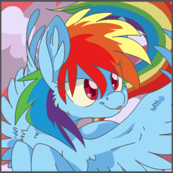 Size: 500x500 | Tagged: safe, artist:xenon, rainbow dash, pony, g4, female, solo, tongue out