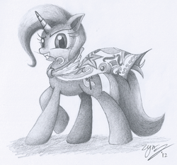 Size: 1559x1455 | Tagged: safe, artist:zyncrus, trixie, g4, grin, smiling, traditional art, wand