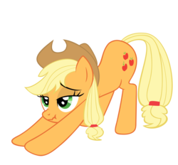 Size: 2000x1854 | Tagged: safe, applejack, earth pony, pony, g4, female, iwtcird, meme, scrunchy face, simple background, solo, stretch, transparent background, vector