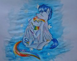 Size: 1006x794 | Tagged: safe, artist:deltalix, rainbow dash, soarin', g4, ship:soarindash, shipping