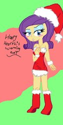 Size: 636x1255 | Tagged: safe, rarity, human, g4, christmas, clothes, costume, hearth's warming eve, holiday, humanized, santa costume, solo