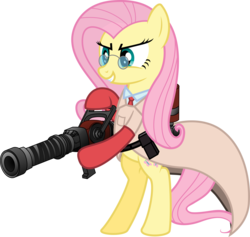 Size: 5711x5425 | Tagged: safe, artist:dharthez, fluttershy, g4, absurd resolution, crossover, medic, medic (tf2), team fortress 2