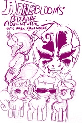 Size: 708x1062 | Tagged: safe, artist:idlecum, apple bloom, diamond tiara, scootaloo, sweetie belle, g4, cutie mark crusaders, jojo's bizarre adventure, parody, stardust crusaders, stone mask