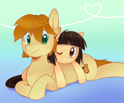 Size: 800x670 | Tagged: safe, artist:pekou, mandopony, wild fire, g4, duo, female, male, ship:mandofire, shipping, sibsy, straight