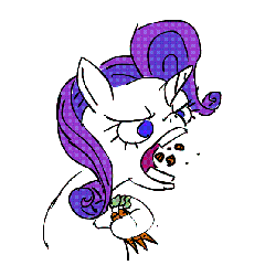 Size: 559x581 | Tagged: safe, artist:limeylassen, rarity, pony, g4, animated, carrot, eating, female, frame by frame, herbivore, majestic as fuck, silly, silly pony, solo, vegetables