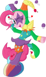 Size: 2221x3652 | Tagged: safe, artist:tixolseyerk, pinkie pie, earth pony, pony, g4, female, jester, jester pie, mare, one eye closed, open mouth, simple background, solo, transparent background, wink