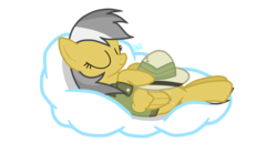 Size: 1700x1000 | Tagged: safe, artist:drumblastingquilava, daring do, pony, g4, cloud, female, simple background, sleeping, solo, transparent background, vector