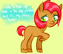 Size: 700x600 | Tagged: safe, babs seed, ask one bad apple, g4, ask, blank flank, freckles, mane, tail, tumblr, unshorn fetlocks