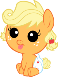Size: 515x682 | Tagged: safe, artist:superelectrogirl98, applejack, earth pony, pony, apple family reunion, g4, baby, baby pony, babyjack, diaper, female, filly, foal, simple background, sitting, solo, tongue out, transparent background, vector