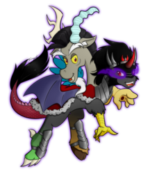 Size: 933x1095 | Tagged: safe, artist:secret-pony, discord, king sombra, draconequus, pony, g4, fusion, male, simple background, transparent background