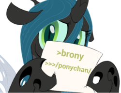 Size: 481x369 | Tagged: safe, queen chrysalis, g4, chrysalis' note, greentext, ponychan, sign, text