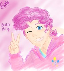 Size: 845x946 | Tagged: safe, artist:saru-lepegasister, pinkie pie, human, g4, bubble berry, humanized, rule 63