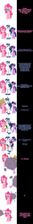 Size: 1000x6803 | Tagged: safe, artist:undead-niklos, pinkie pie, shining armor, twilight sparkle, comic:pinkie pie says goodnight, g4, ball of violence, comic, fight, photo album, pink text, purple text
