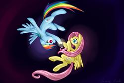 Size: 1800x1200 | Tagged: safe, artist:almaska, fluttershy, rainbow dash, g4