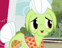 Size: 700x540 | Tagged: safe, screencap, granny smith, apple family reunion, g4, animated, female, male, wink