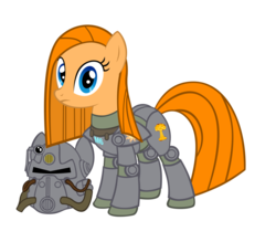 Size: 900x787 | Tagged: safe, artist:azure-vortex, oc, oc only, oc:nuclear pie, pony, fallout equestria, armor, power armor, solo, steel ranger