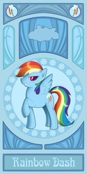 Size: 500x1000 | Tagged: safe, artist:roslik, rainbow dash, pony, g4, banner, cloud, female, modern art, nouveau, solo