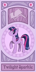 Size: 500x1000 | Tagged: safe, artist:roslik, twilight sparkle, pony, unicorn, g4, banner, book, female, modern art, nouveau, solo, unicorn twilight