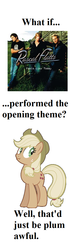 Size: 400x1244 | Tagged: safe, applejack, g4, a bit of the old ultratrolling, liar face, liarjack, meta, music, opening theme, rascal flatts