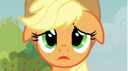 Size: 576x324 | Tagged: safe, screencap, applejack, earth pony, pony, apple family reunion, g4, animated, applejack's hat, cowboy hat, crying, crying on the outside, female, floppy ears, hat, unhapplejack