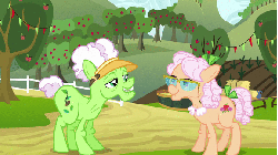 Size: 576x324 | Tagged: safe, screencap, apple rose, auntie applesauce, granny smith, apple family reunion, g4, animated, female, male