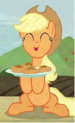 Size: 295x482 | Tagged: safe, screencap, applejack, apple family reunion, g4, animated, apple fritter (food), female