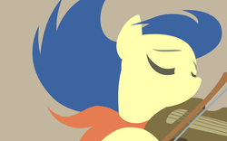 Size: 1600x1000 | Tagged: safe, artist:gingermint, artist:icekatze, fiddlesticks, earth pony, pony, g4, apple family member, eyes closed, female, hooves, lineless, mare, minimalist, modern art, musical instrument, solo, violin, wallpaper