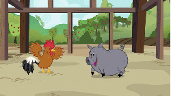 Size: 576x324 | Tagged: safe, screencap, pig, apple family reunion, g4, animated, rooster