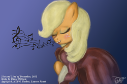 Size: 1500x1000 | Tagged: safe, artist:danteincognito, applejack, g4, clothes, dress, singing