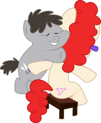 Size: 7456x9080 | Tagged: safe, artist:deadparrot22, truffle shuffle, twist, earth pony, pony, g4, absurd resolution, female, hug, male, simple background, transparent background