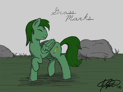 Size: 1200x900 | Tagged: safe, oc, oc only, pegasus, pony, grass marks