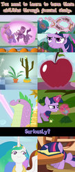 Size: 500x1150 | Tagged: safe, princess celestia, twilight sparkle, g4, magic, op is a duck, op is trying to start shit