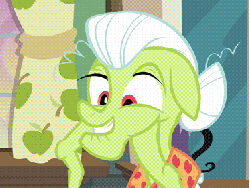 Size: 373x281 | Tagged: safe, screencap, granny smith, apple family reunion, g4, animated, face pull, facelift, female, male