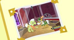 Size: 1175x645 | Tagged: safe, screencap, apple strudel, granny smith, earth pony, pony, apple family reunion, g4, my little pony: friendship is magic, season 3, apple family member, duo, duo male and female, female, male, mare, photo, stallion