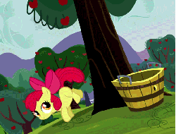 Size: 541x412 | Tagged: safe, screencap, apple bloom, earth pony, pony, apple family reunion, g4, animated, applebucking, female, kicking, practice, practice makes perfect, practicing, training