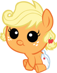Size: 1900x2436 | Tagged: safe, artist:daggetwithadagger, applejack, earth pony, pony, apple family reunion, g4, baby, baby pony, babyjack, diaper, female, filly, foal, simple background, sitting, solo, transparent background, vector